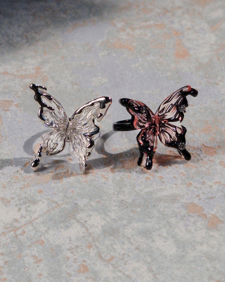 Nikaneko - Crystal Butterfly Ring