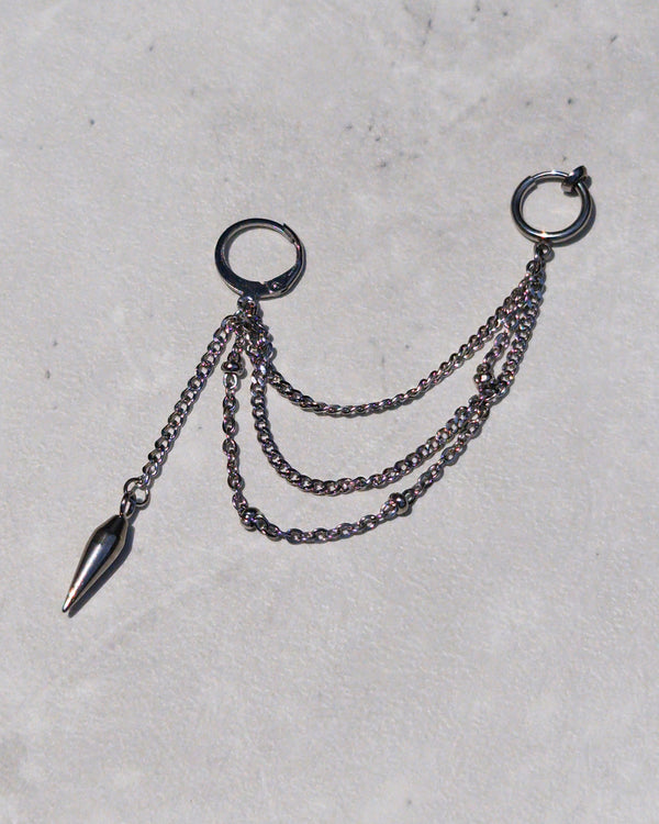 Triple Chain Spike Dangle and Drop Earring