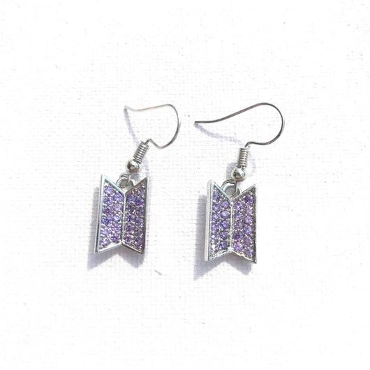 BTS Earrings With purple Stones - Nikaneko